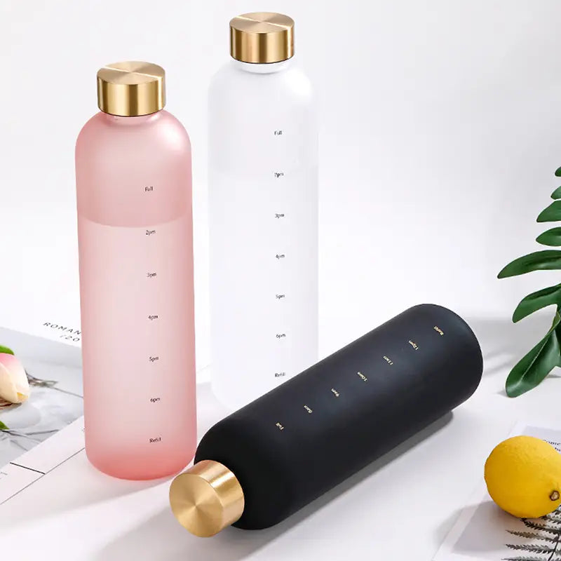 1000ML Sports Water Bottle with Time Marker Large Capacity