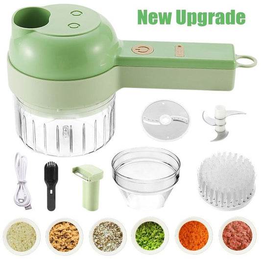 4 in 1 Handheld Electric Vegetable Cutter Set – Wireless Food Chopper & Spiral Slicer