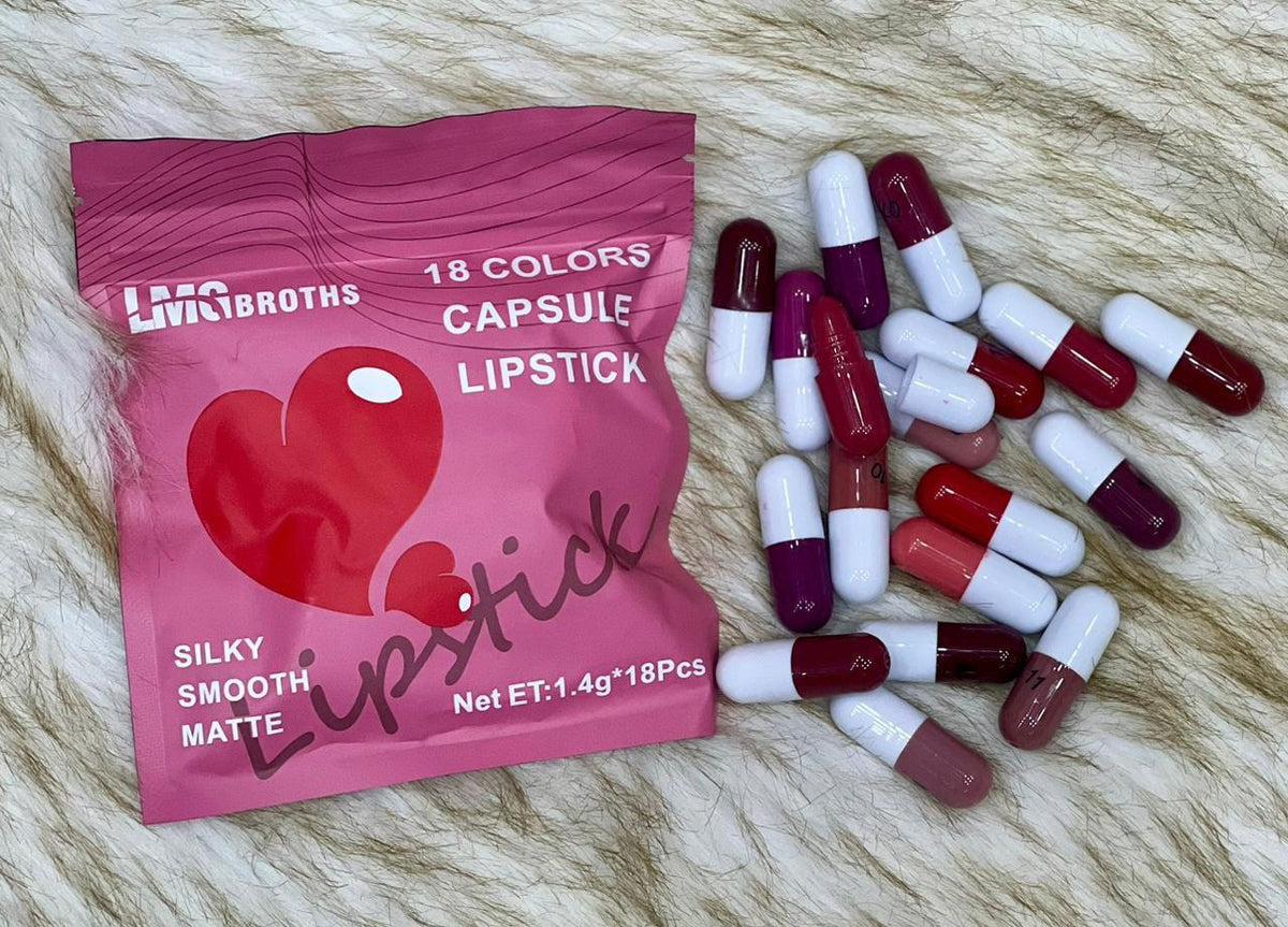 Mini Capsule Lipstick Set – 18 Shades for Women