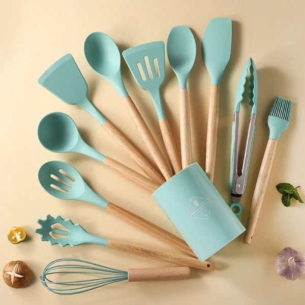 12 Piece Silicone Spoon Set – Big Size Kitchen Cooking Utensils Set