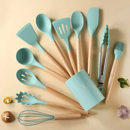 12 Piece Silicone Spoon Set – Big Size Kitchen Cooking Utensils Set