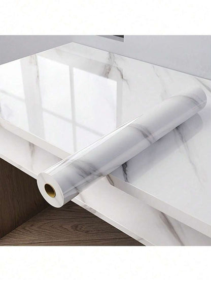 Self Adhesive White Marble Wallpaper Sticker Heat Resistant Kitchen Wall Sheet 60x200cm