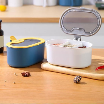 3 Portion Spice Jar with Spoons Kitchen Seasoning Storage Container with Lid