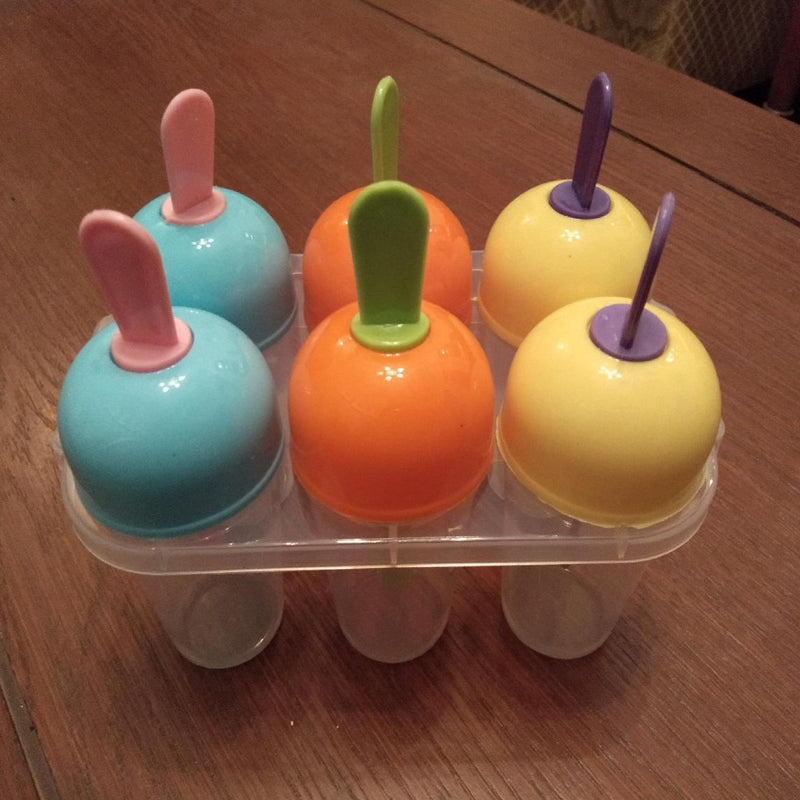 6 in 1 Ice Cream Mold Reusable Popsicle Maker Ice Candy Mould Set