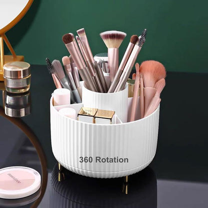 360 Rotating Makeup Brush Holder Organizer Luxury Cosmetic Storage Stand