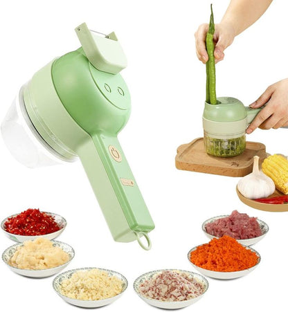 4 in 1 Handheld Electric Vegetable Cutter Set – Wireless Food Chopper & Spiral Slicer