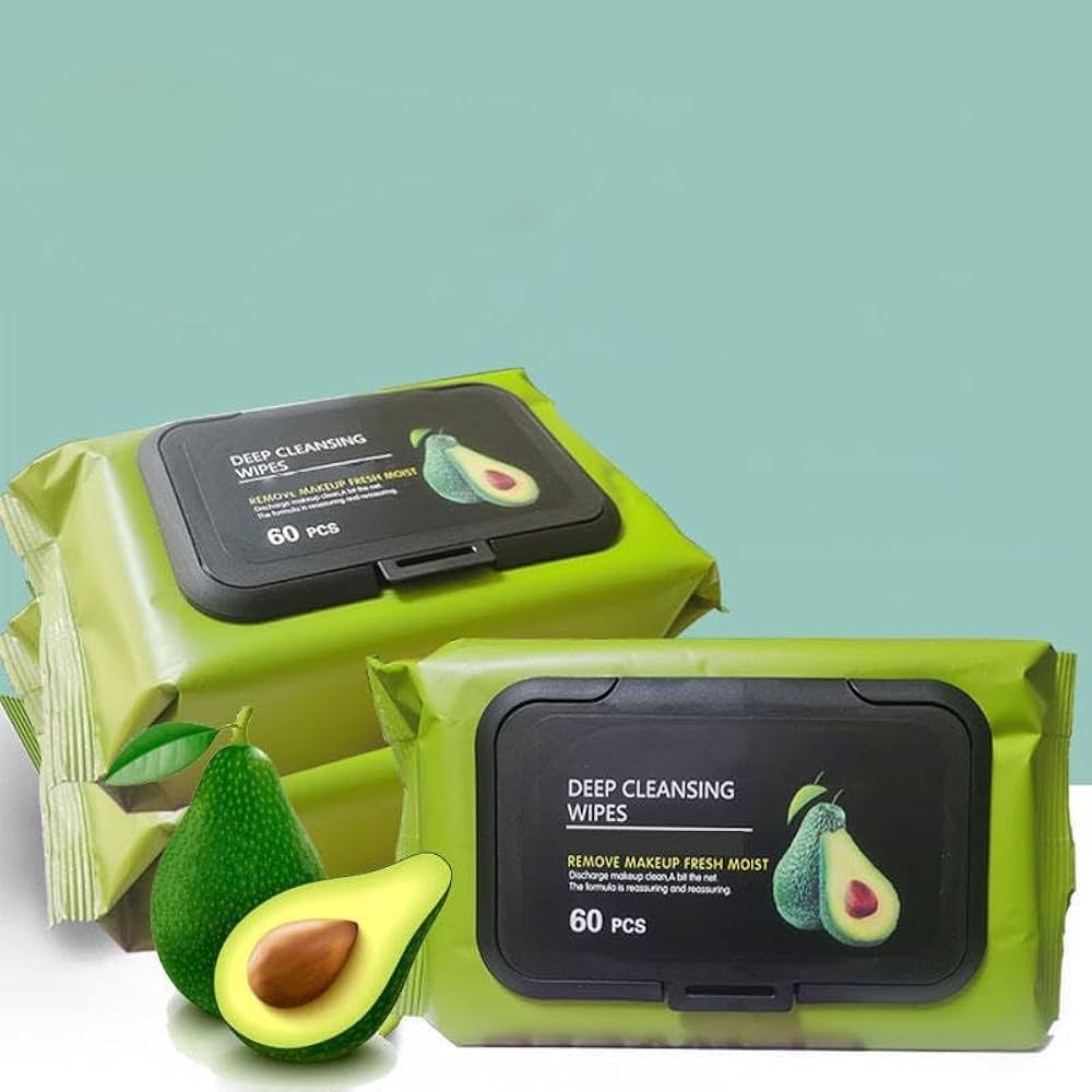 Avocado Makeup Remover Wipes Pack of 80 Deep Cleansing Facial Wipes