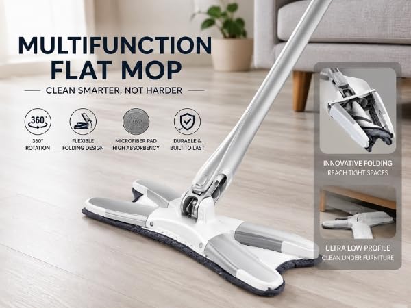X Shape Hands-Free Squeeze Microfiber Floor Mop