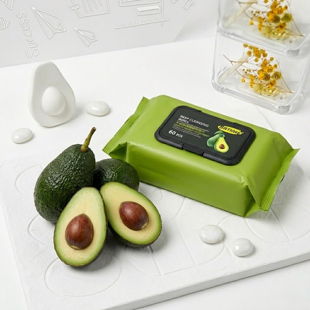 Avocado Makeup Remover Wipes Pack of 80 Deep Cleansing Facial Wipes