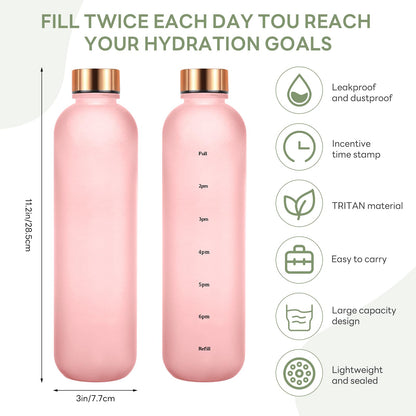 1000ML Sports Water Bottle with Time Marker Large Capacity