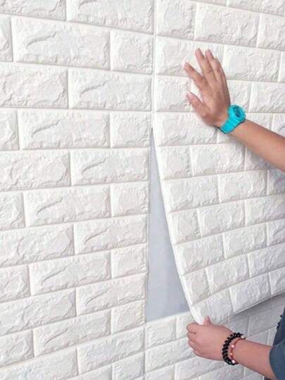 3D White Brick Foam Wall Sticker Self Adhesive Waterproof Decorative Wallpaper Panel Size 70x77cm