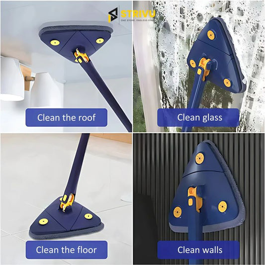360° Rotatable Triangle Mop Extendable Floor Wall Cleaning Mop with Adjustable Handle