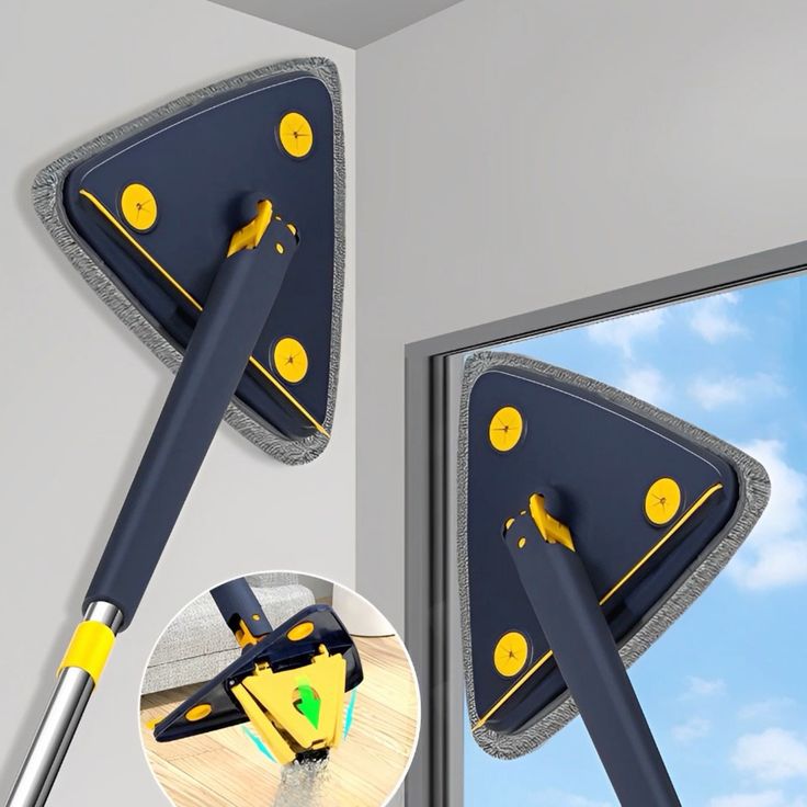 360° Rotatable Triangle Mop Extendable Floor Wall Cleaning Mop with Adjustable Handle