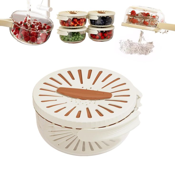 Multipurpose Kitchen & Fridge Storage Basket with Lid and Drainage Design