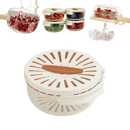 Multipurpose Kitchen & Fridge Storage Basket with Lid and Drainage Design