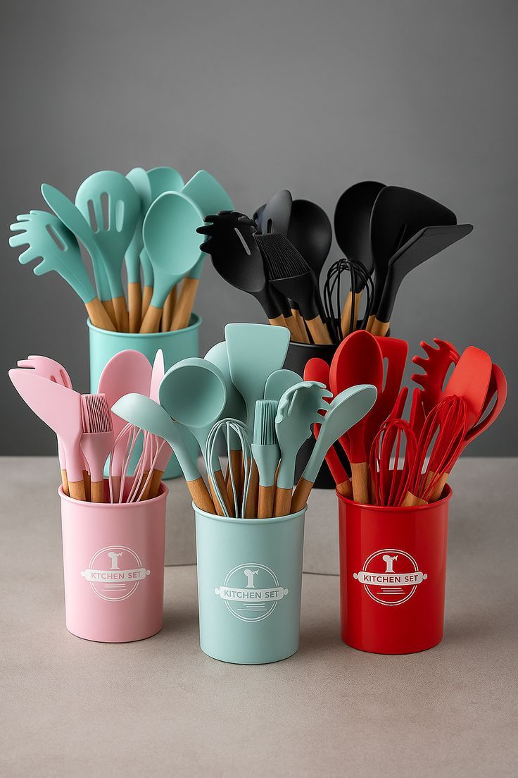 12 Piece Silicone Spoon Set – Big Size Kitchen Cooking Utensils Set