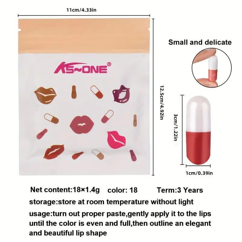 Mini Capsule Lipstick Set – 18 Shades for Women