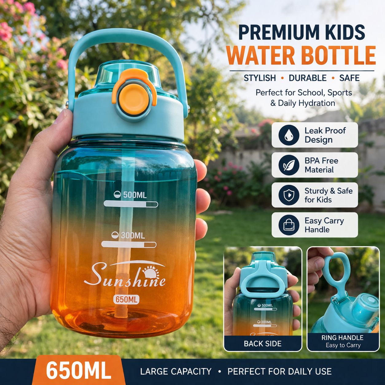 650ml Transparent Sunshine Water Bottle