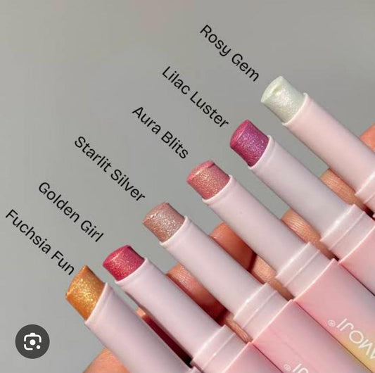 Hudamoji 2-in-1 Jelly highlighter & Eyeshadow Stick Set Of 6