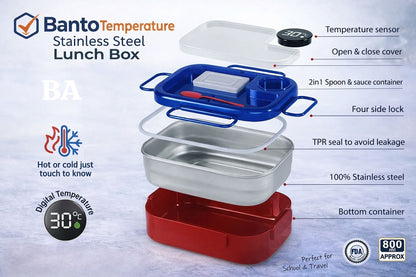 800ml Temperature Sensor Stainless Steel Lunch Box