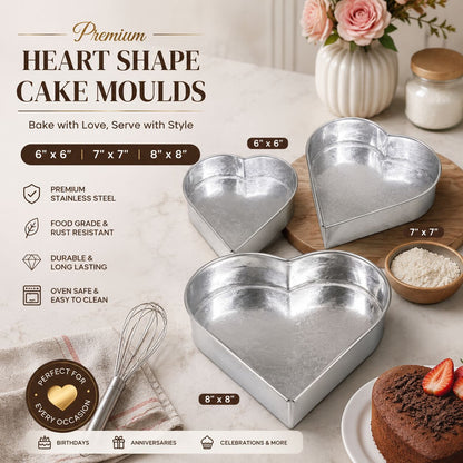 Pack of 3 Steel Cake Moulds –Baking Pans Set