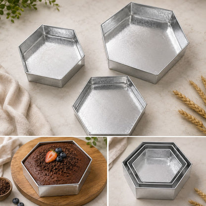 Pack of 3 Steel Cake Moulds –Baking Pans Set