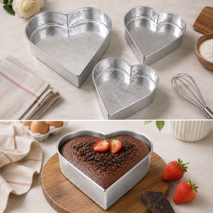 Pack of 3 Steel Cake Moulds –Baking Pans Set