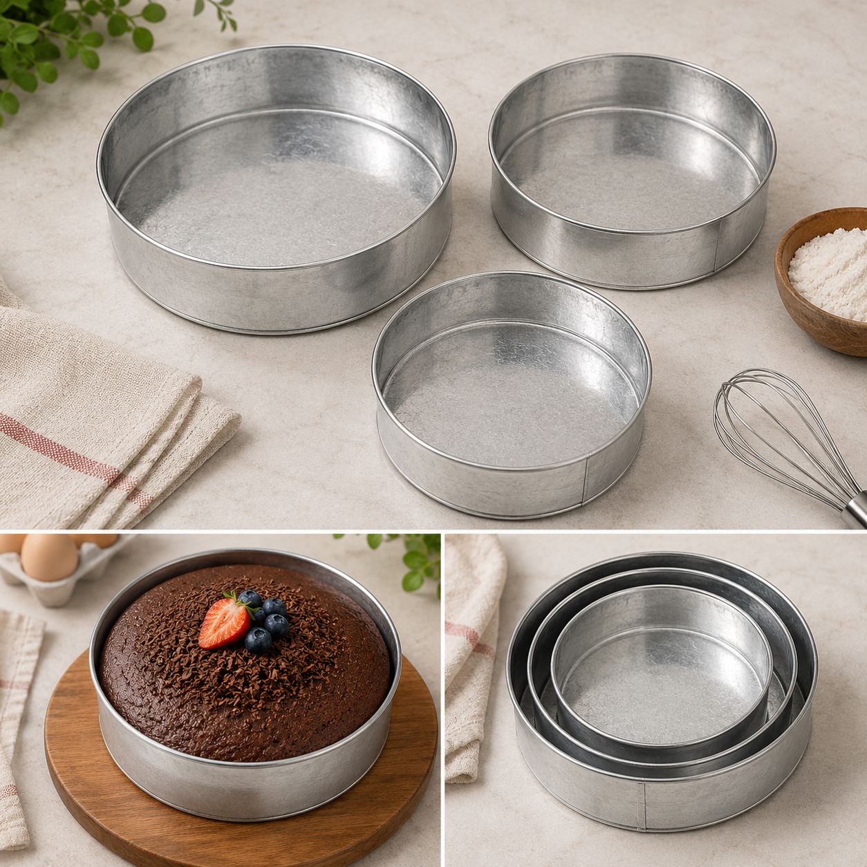 Pack of 3 Steel Cake Moulds –Baking Pans Set