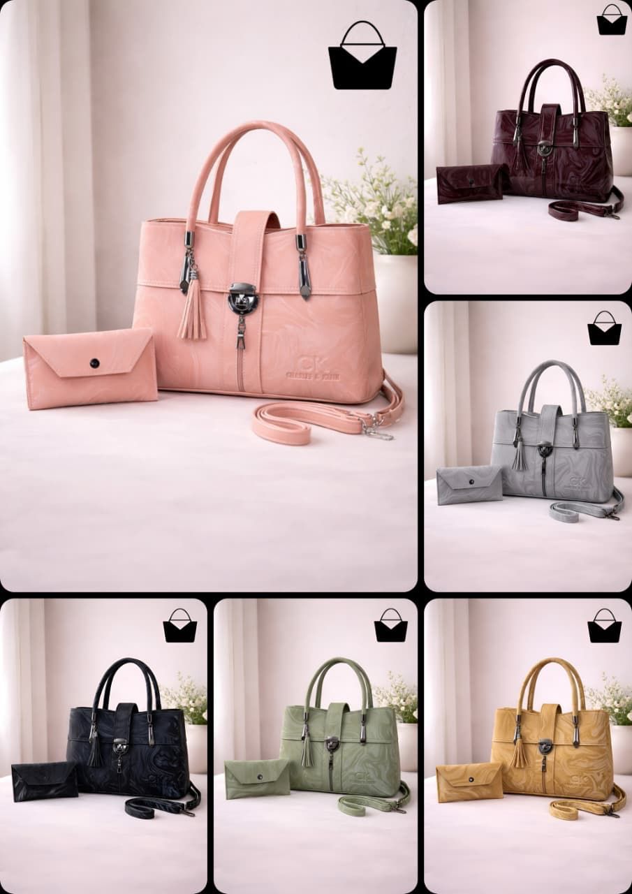 Modern Marble Design Handbag with Matching Wallet