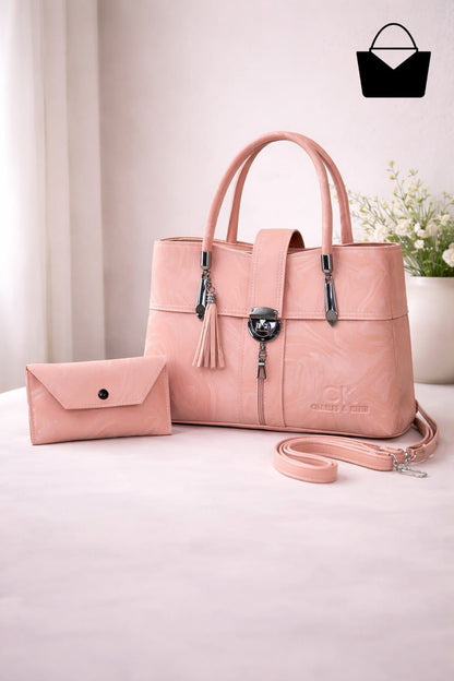 Modern Marble Design Handbag with Matching Wallet