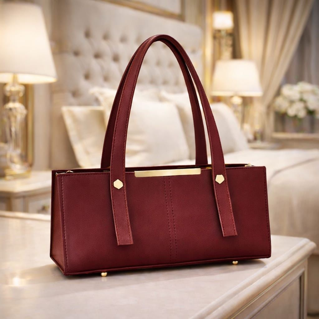 Premium Tissue Rexine Rectangular Handbag  Luxury Metallic Women's Shoulder Bag