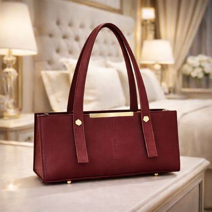 Premium Tissue Rexine Rectangular Handbag  Luxury Metallic Women's Shoulder Bag