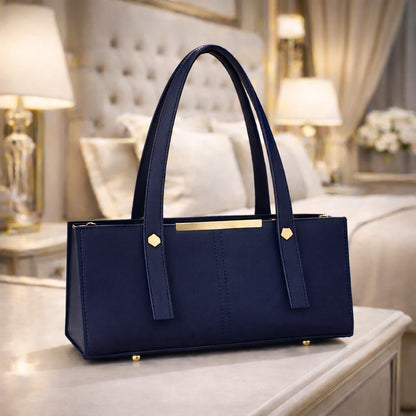 Premium Tissue Rexine Rectangular Handbag  Luxury Metallic Women's Shoulder Bag