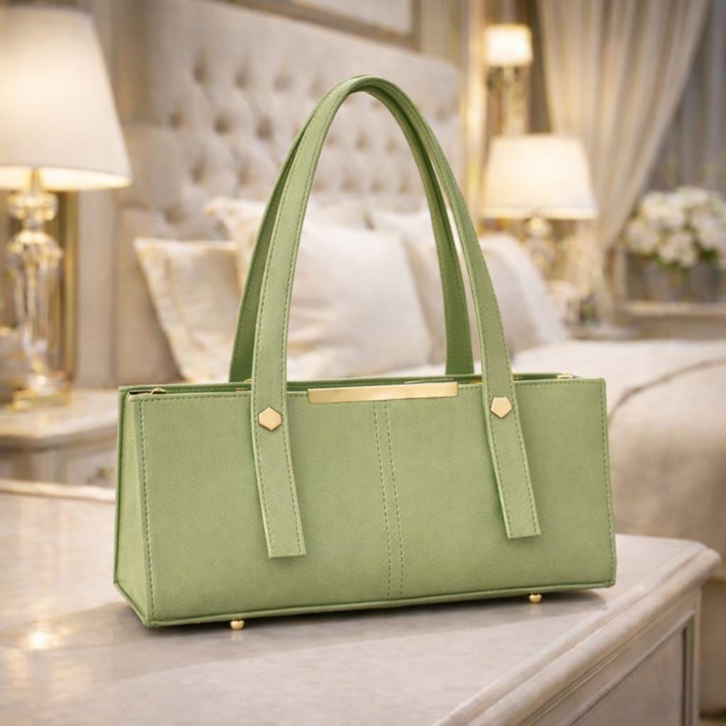Premium Tissue Rexine Rectangular Handbag  Luxury Metallic Women's Shoulder Bag
