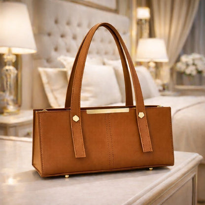 Premium Tissue Rexine Rectangular Handbag  Luxury Metallic Women's Shoulder Bag