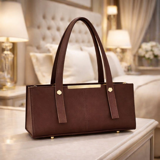 Premium Tissue Rexine Rectangular Handbag  Luxury Metallic Women's Shoulder Bag