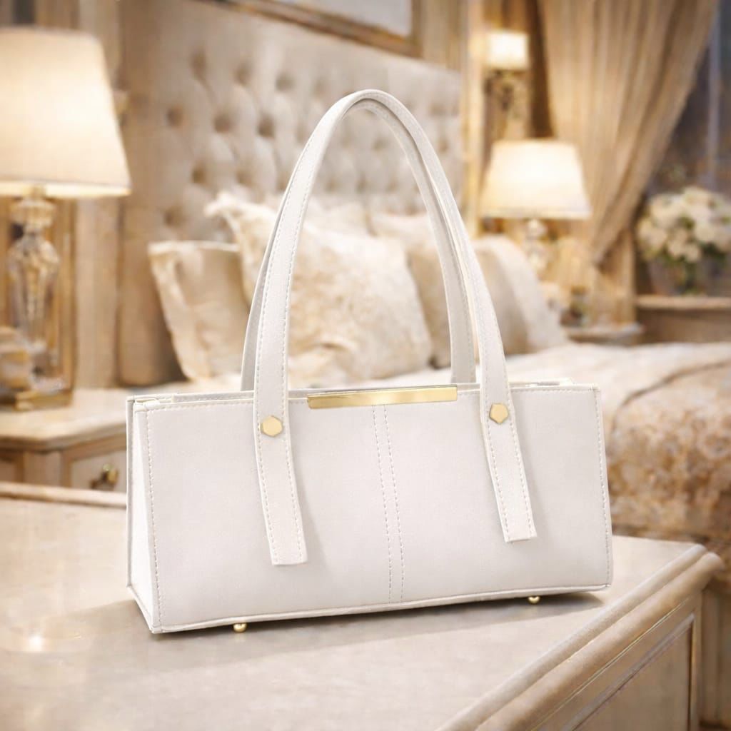 Premium Tissue Rexine Rectangular Handbag  Luxury Metallic Women's Shoulder Bag