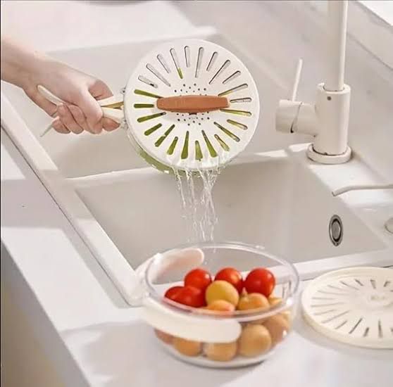 Multipurpose Kitchen & Fridge Storage Basket with Lid and Drainage Design