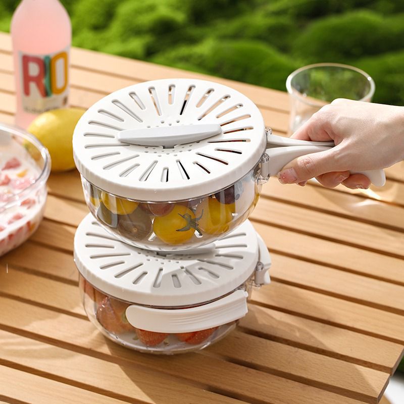 Multipurpose Kitchen & Fridge Storage Basket with Lid and Drainage Design