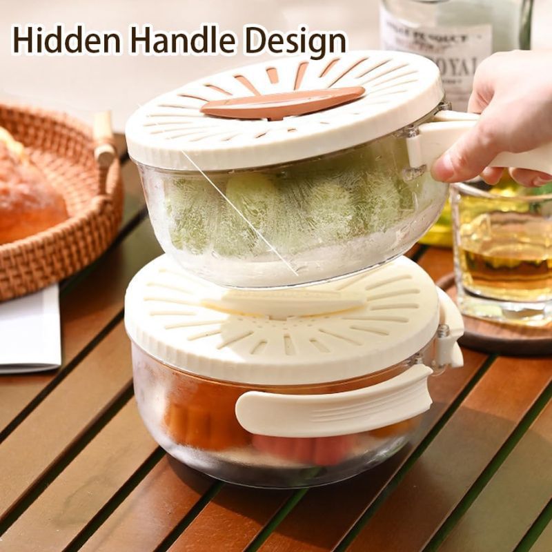 Multipurpose Kitchen & Fridge Storage Basket with Lid and Drainage Design