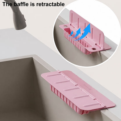 2 in 1 Kitchen Splash Guard with Sponge Holder Flip Cover Sink Organizer