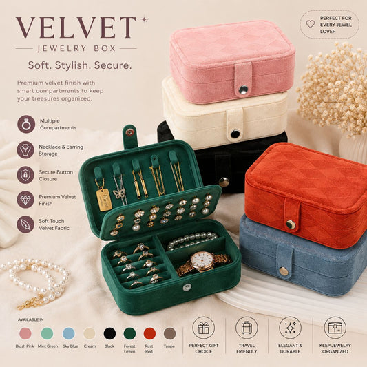 Double Layer Velvet Jewelry Organizer Box