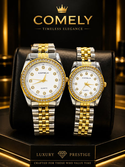 Pair Stone Watch Luxury Matching Watches for Men & Women