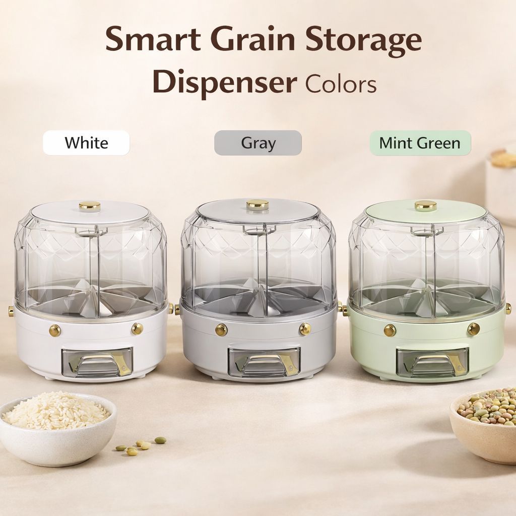 360° Rotating 6 Portion Cereal Dispenser – Diamond Shape Kitchen Storage Container