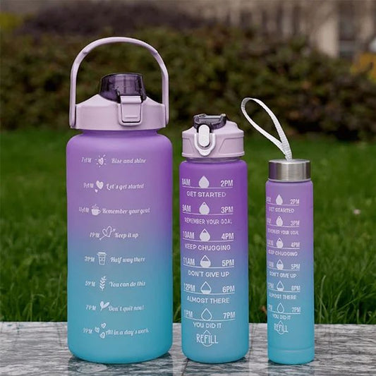 Set of 3 Plastic Water Bottles – Large Capacity Leak Resistant Gym & Travel Bottles