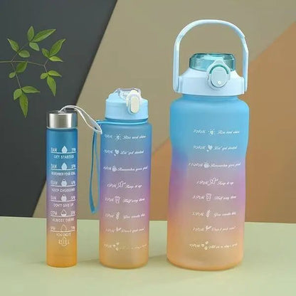 Set of 3 Plastic Water Bottles – Large Capacity Leak Resistant Gym & Travel Bottles