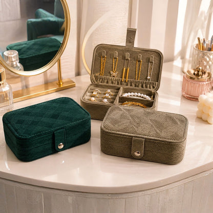 Double Layer Velvet Jewelry Organizer Box