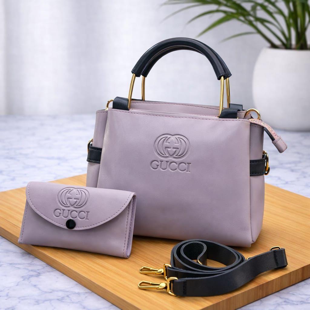 Contrast Design Handbag for Women Soft Leather Crossbody Shoulder Bag with Free Wallet
