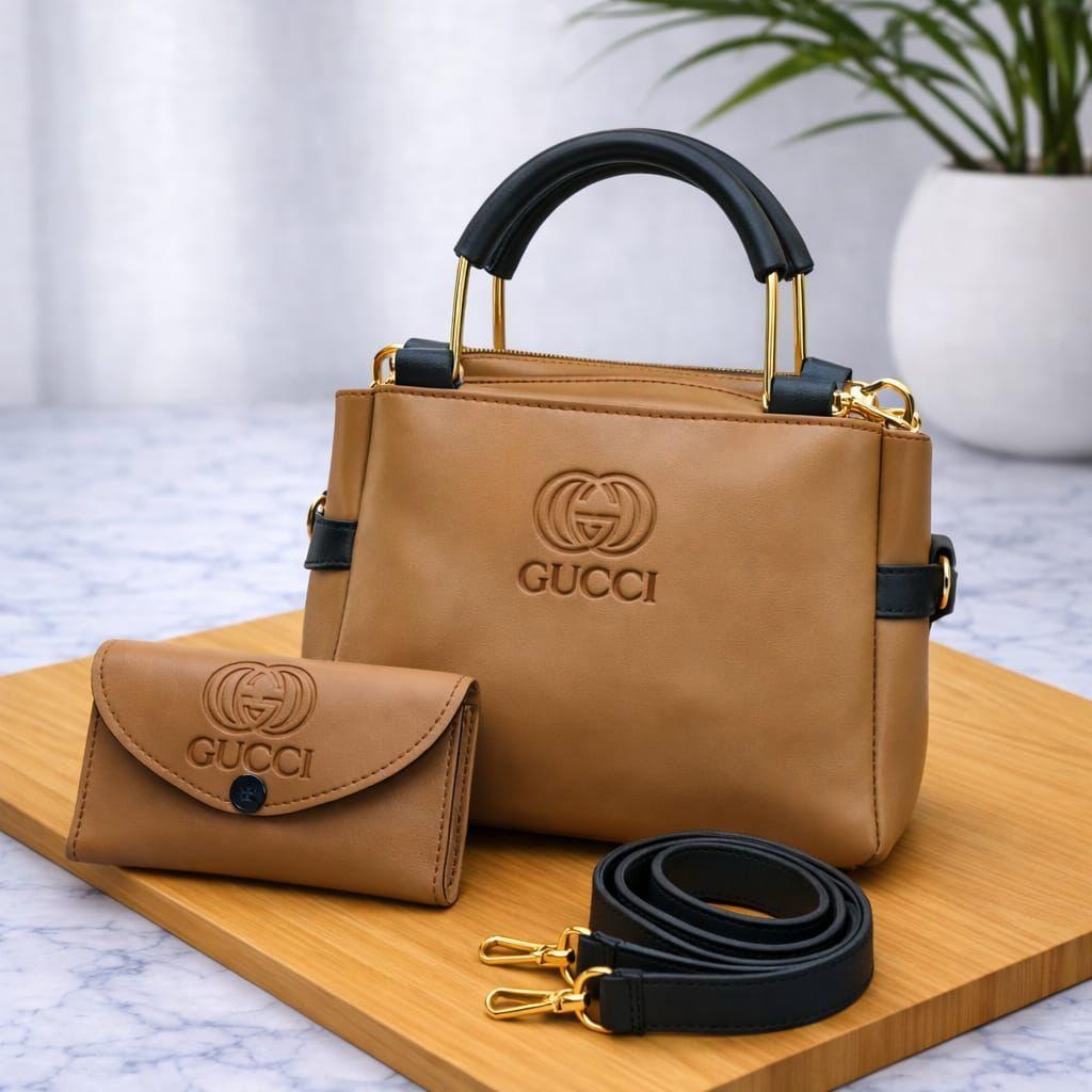 Contrast Design Handbag for Women Soft Leather Crossbody Shoulder Bag with Free Wallet