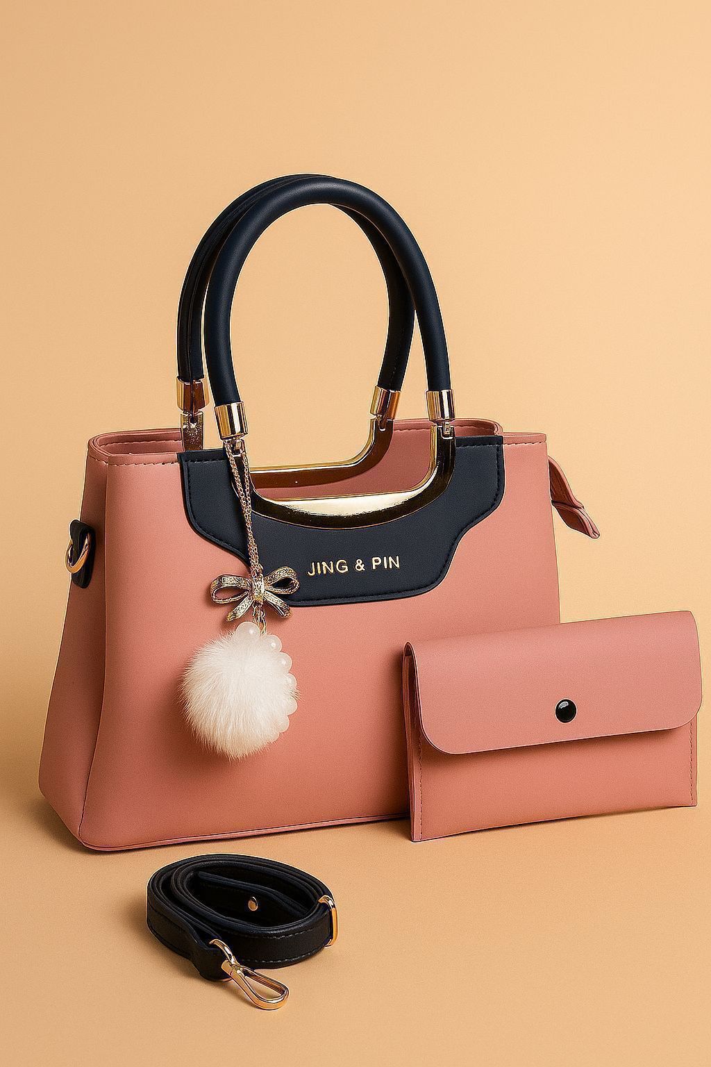 2 Piece Handbag Set for Women High Quality Synthetic Leather Shoulder Bag